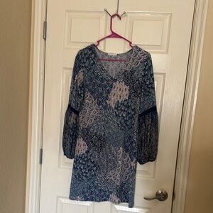 Blue and Gray Patterned Dress